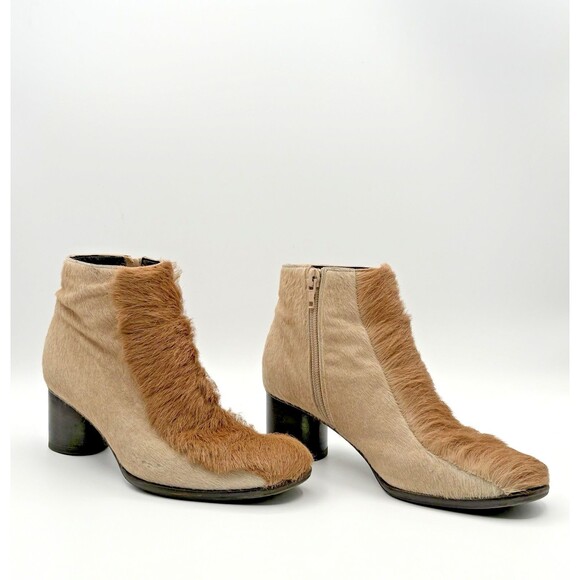 Fendi F/W 1999 Pony Hair Beige & Brown Ankle Boots Vintage 90's Sz EU 36 6 - Picture 4 of 12